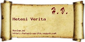 Hetesi Verita névjegykártya